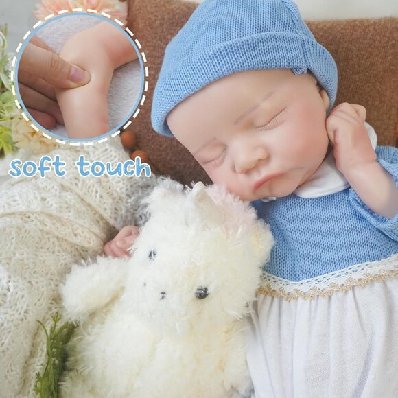 17.32in Full Silicone Not Vinyl Reborn lvory Baby Girl Doll Lifelike Reborn Baby - Picture 4 of 6
